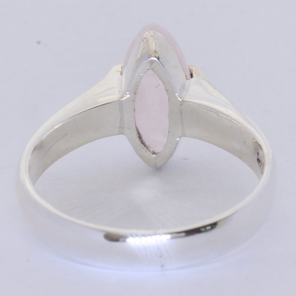 Pink Rose Quartz 925 Ring Size 9.5 Untreated Marquise Gem Stacking Design 55