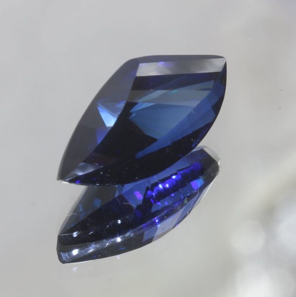 Lab Created Blue Sapphire Faceted 16 x 7.2 mm Fancy Marquise Cut Gem 6.94 carat