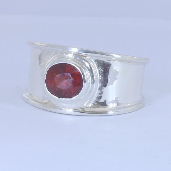 Red Spinel Round Oval Burma Gem Silver Ring Size 10.75 Wide Solitaire Design 93