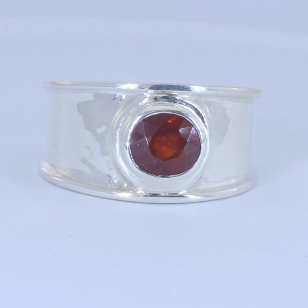Red Spinel Round Oval Burma Gem Silver Ring Size 10.75 Wide Solitaire Design 93