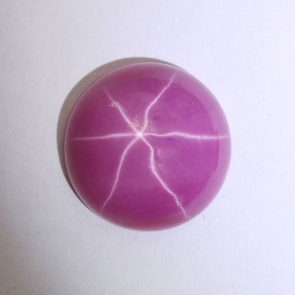 Pink Star Sapphire Floating Six Point Star Lab Created 12 mm Round Cabochon