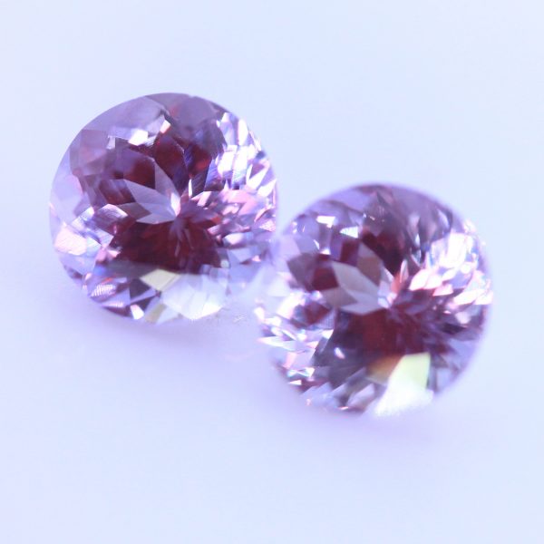 Pair Color Change Sapphire Lab Created Red Purple 9.6 mm Rounds 9.65 Total Carat