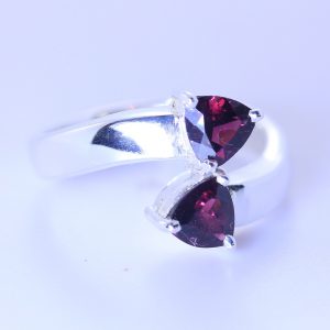 Rhodolite Red Purple Garnet Trillions Handcrafted 925 Ring size 6.75 Design 597