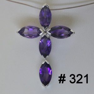 Purple Amethyst Marquise Burma Gemstones 925 Christian Cross Pendant Design 321
