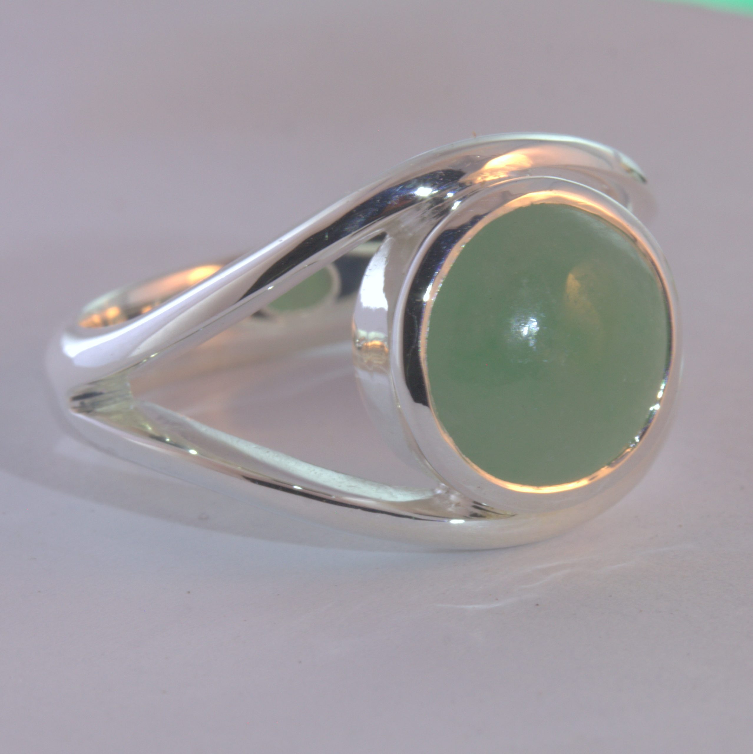 Jade Ring Burma Untreated Jadeite Handcrafted 925 Size 9.25 Infinity Design 101