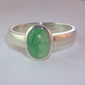 Jade Ring Burma Untreated Jadeite Handcrafted 925 Size 10 Stacking Design 530