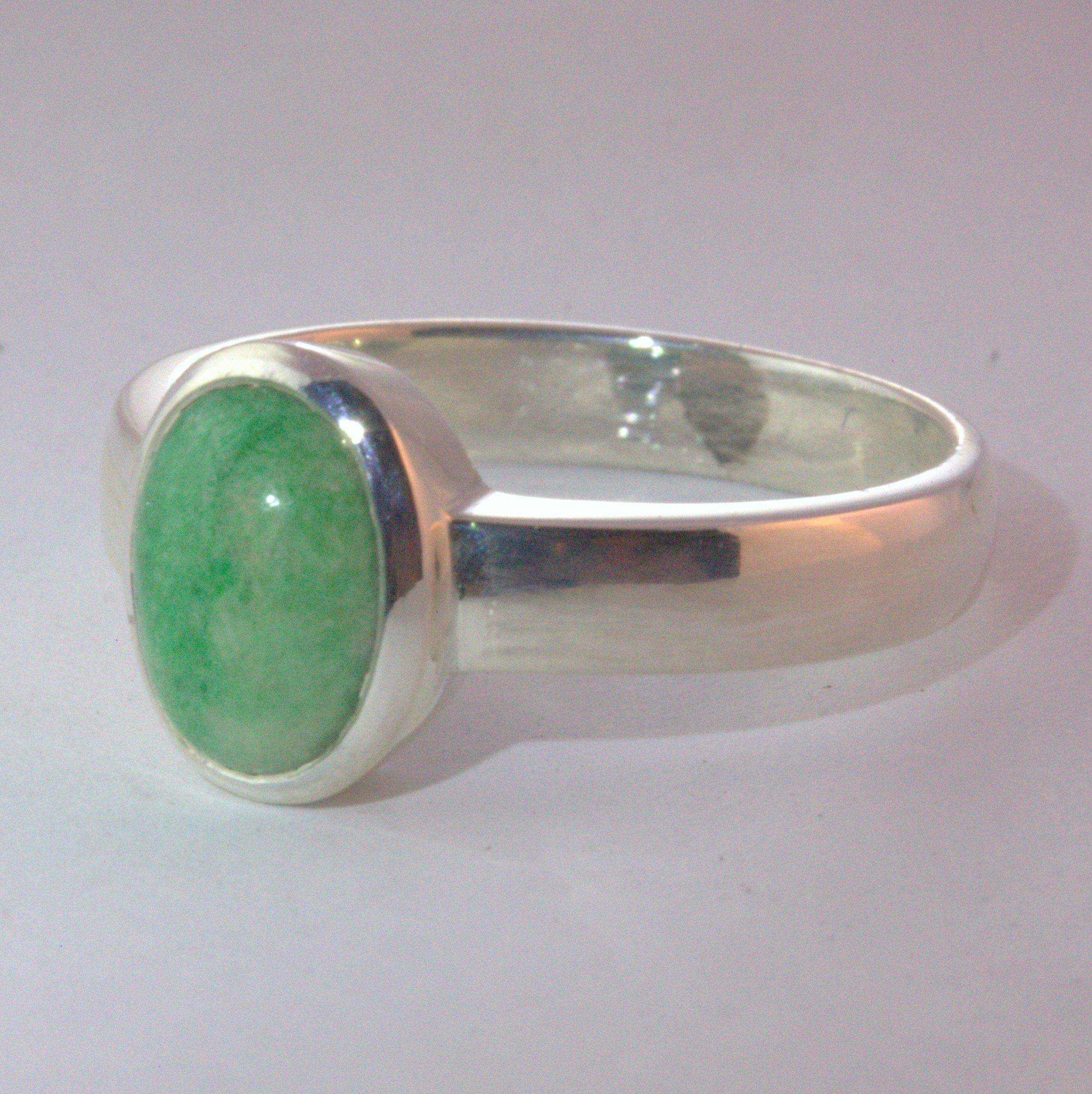 Jade Ring Burma Untreated Jadeite Handcrafted 925 Size 10 Stacking Design 530