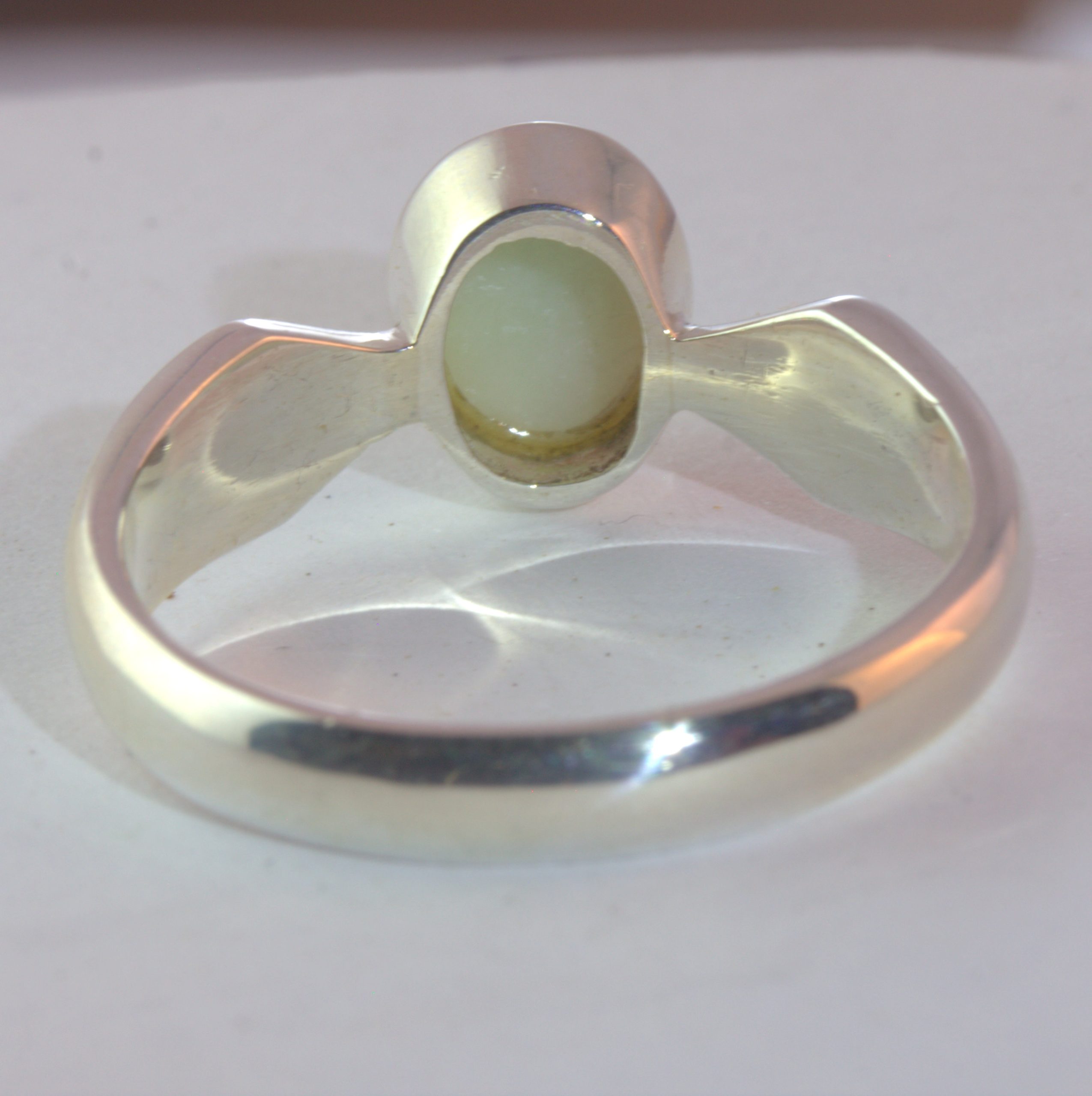 Jade Ring Natural Burma Jadeite Handcrafted Sterling Silver Size 8.75 Design 595