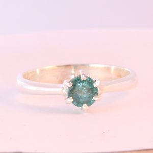 Emerald Ring Sparkling Zambia Gem Handcrafted 925 Silver Size 7.5 Design 432